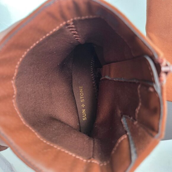 Sun + Stone Womens  Size 11 Tiannaa Faux Suede Square Toe Booties Brown Block He - Picture 6 of 9